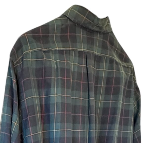 Ralph Lauren Men's Classic Fit Button Down Shirt Tartan Plaid Dark Green Blue XL - Picture 5 of 8